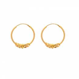 Fashionable Hoop Earrings 22K Gold -Diameter 24 mm